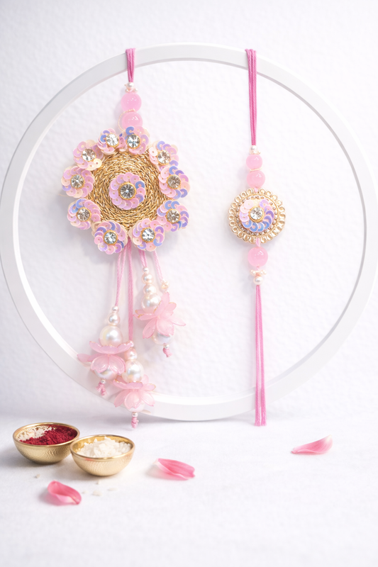 Sequence And  Flower Tassel Bhaiya Bhabhi Set