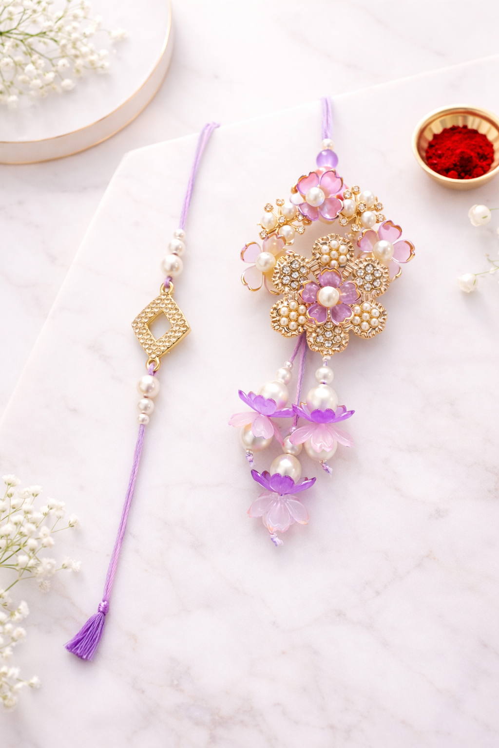 Lavender Flower Bloom Bhaiya Bhabhi Set