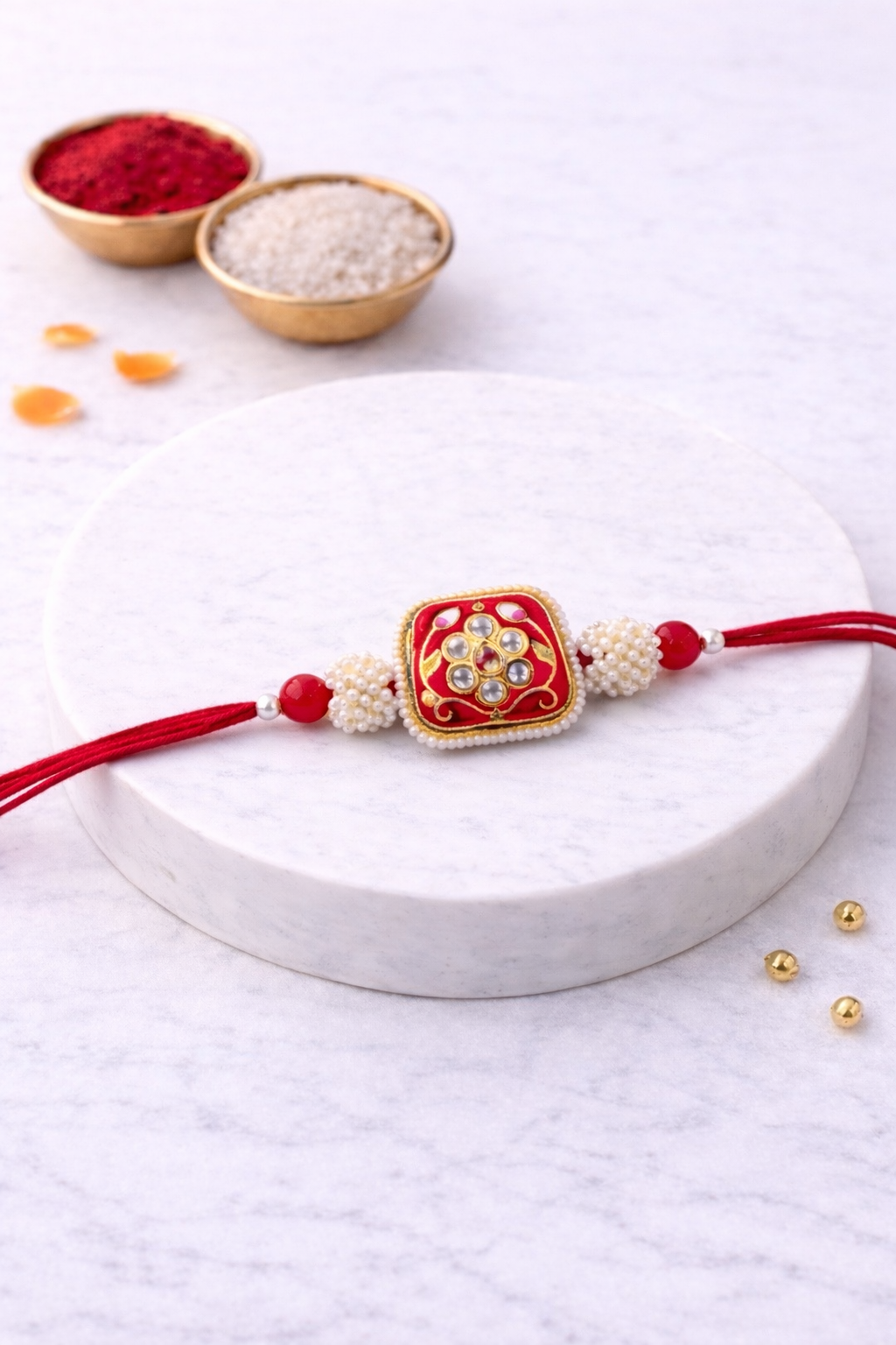 Square Meenakari Kundan Rakhi