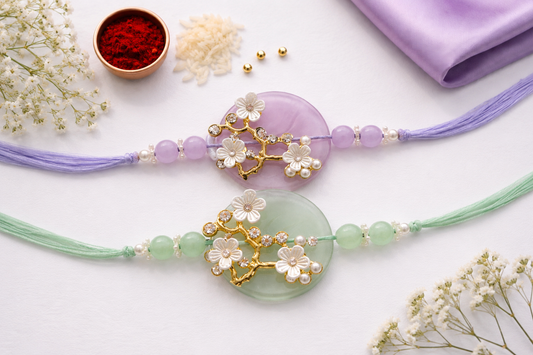 Premium Flower Charm Rakhi With Pearl Detailing