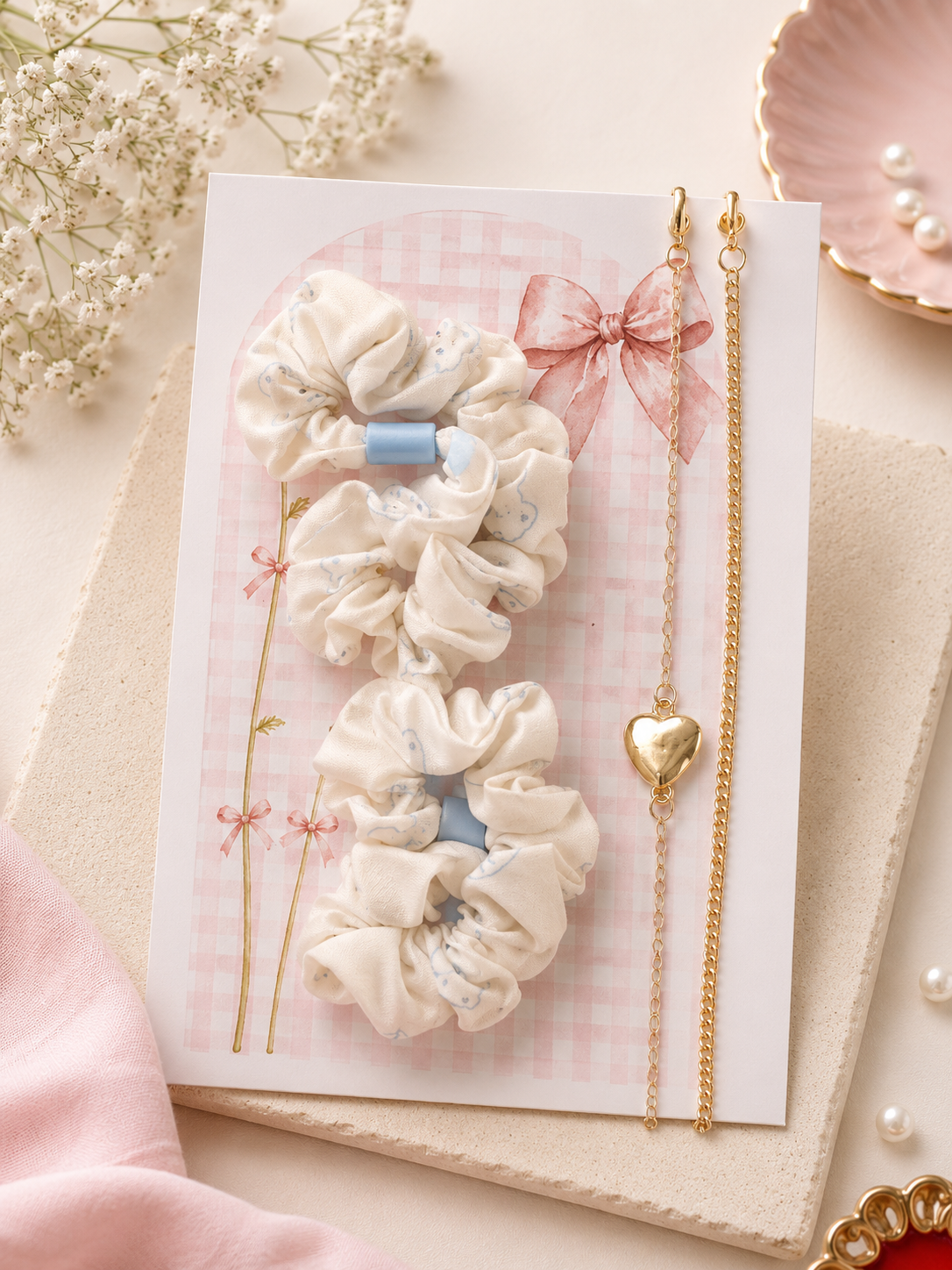Scrunchie & Bracelet Gift Set (Random Colour)