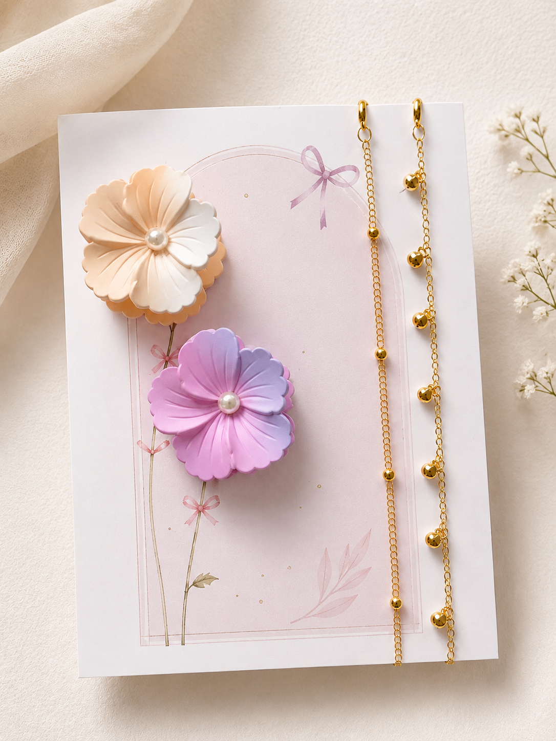 Floral Hair Claw Clip & Bracelet Gift Set ( Random Design)