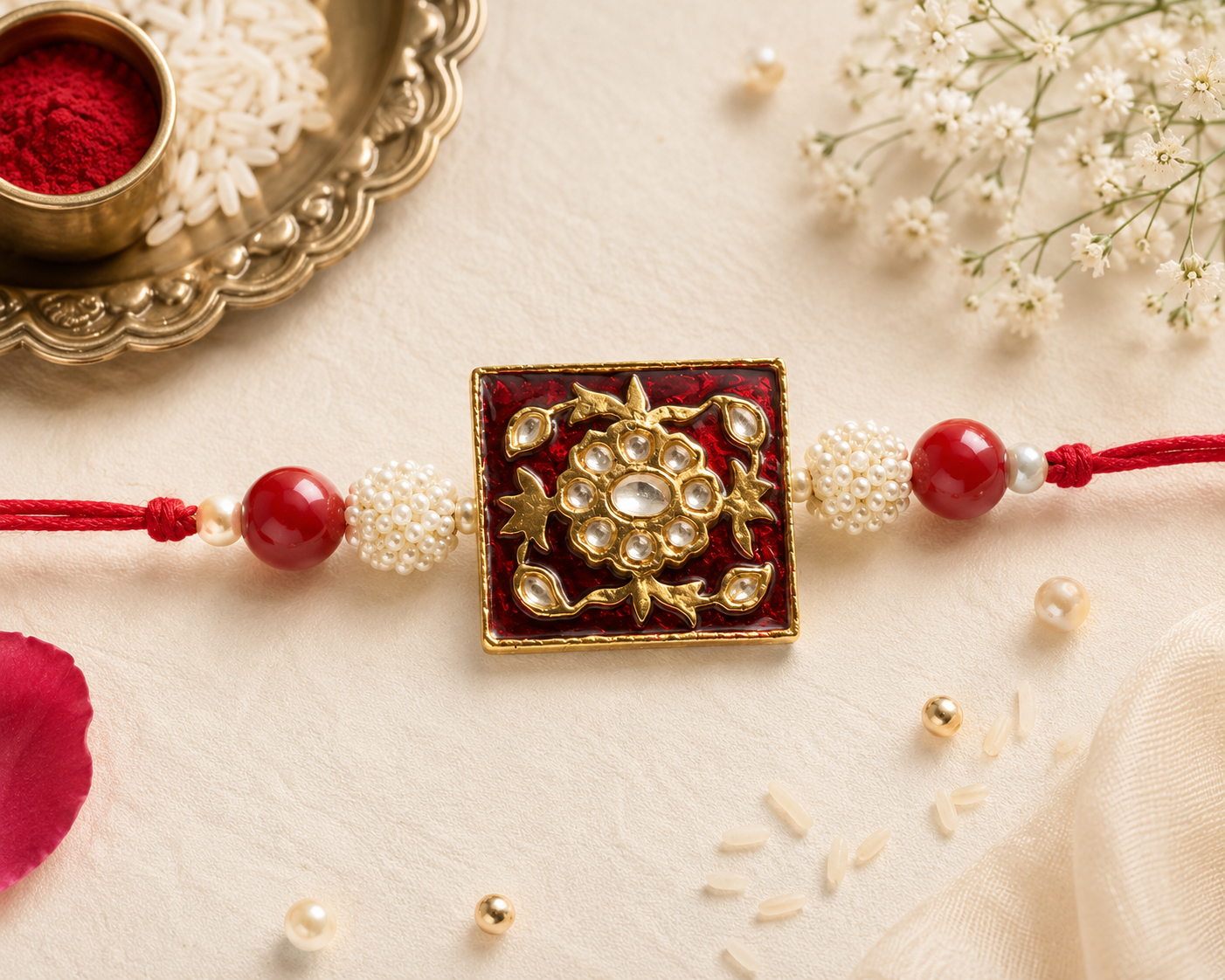 Royal Enamel Meenakari Hand Rakhi